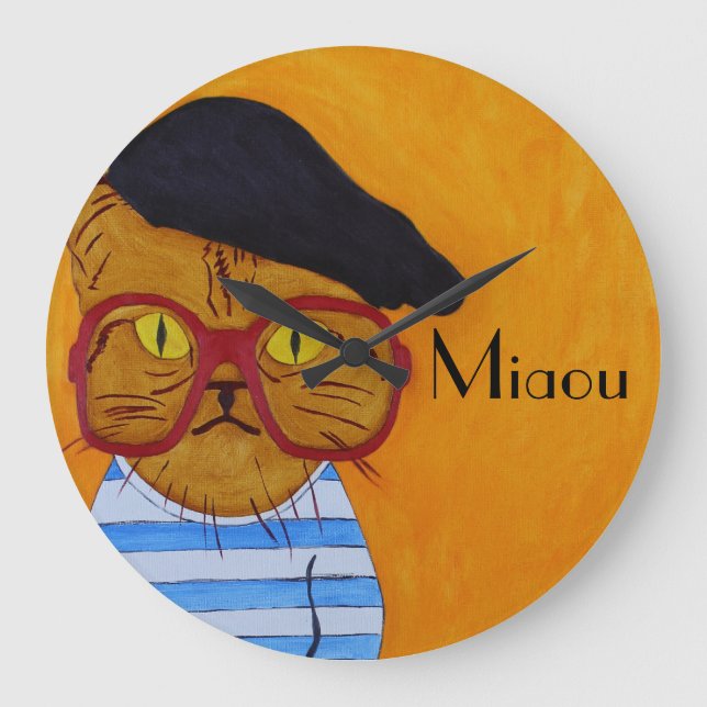 Reloj Redondo Grande ¡Reloj de pared Funky Miaou! (Anverso)