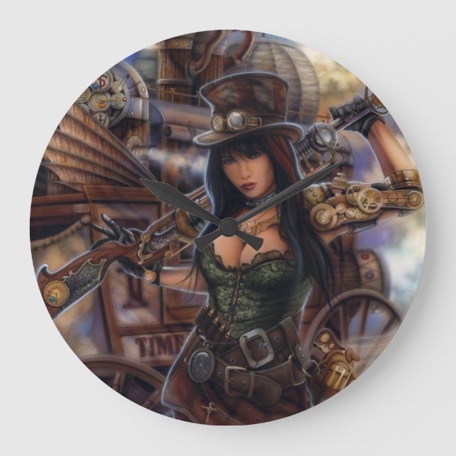 Reloj Redondo Grande ¡Reloj de viajero de tiempo de vapor! (Anverso)