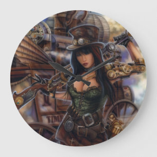 Reloj Redondo Grande ¡Reloj del viajero del tiempo de Steampunk!