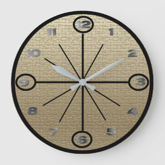 Reloj Redondo Grande Reloj: fondo de línea con números metálicos