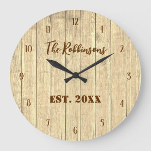 Reloj Redondo Grande Reloj Grande Clásico Marrón de Madera Rústica