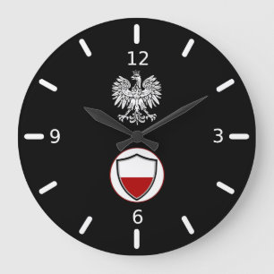Reloj Redondo Grande Reloj grande con emblema de la bandera de Polonia