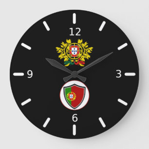 Reloj Redondo Grande Reloj grande con emblema de la bandera de Portugal
