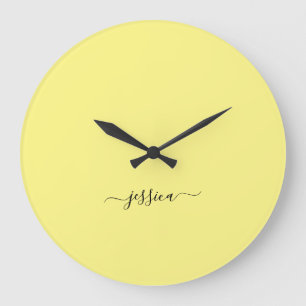 Reloj Redondo Grande Reloj grande con nombre de guión amarillo moderno