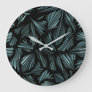 Reloj Redondo Grande Reloj grande con patrón azul de vidrio roto abstra
