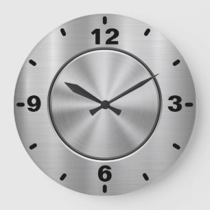 Reloj Redondo Grande Reloj grande de acero plateado cromado