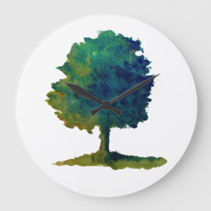 Reloj Redondo Grande Reloj grande de árbol de sombra verde