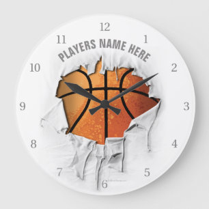 Reloj Redondo Grande Reloj grande de baloncesto desgarrado