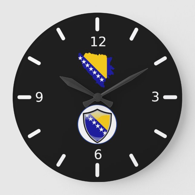 Reloj Redondo Grande reloj grande de bandera bosnia (Anverso)