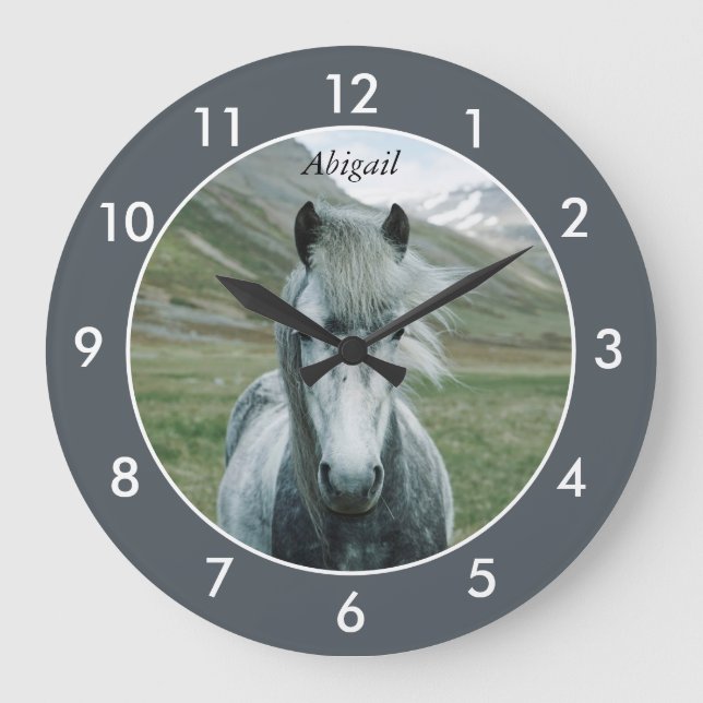 Reloj Redondo Grande Reloj grande de caballo personalizado (Anverso)