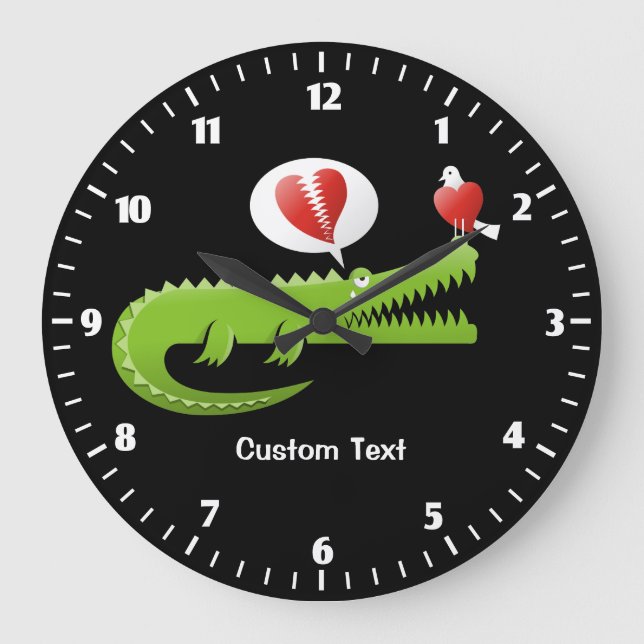 Reloj Redondo Grande Reloj grande de caimán enamorado (Anverso)