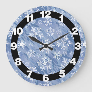 Reloj Redondo Grande Reloj grande de copos de nieve blancos