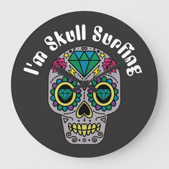 Reloj Redondo Grande Reloj grande de cráneo abstracto decorado (Anverso)