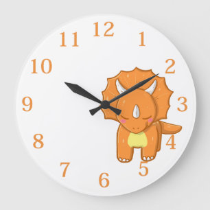 Reloj Redondo Grande Reloj grande de dinosaurio naranja para niños