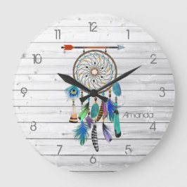 Reloj Redondo Grande Reloj grande de Dreamcatcher nativo americano