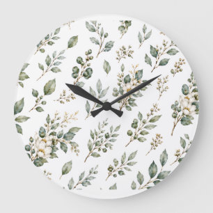 Reloj Redondo Grande Reloj Grande de Eucalipto Botánico Elegante