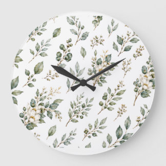 Reloj Redondo Grande Reloj Grande de Eucalipto Botánico Elegante