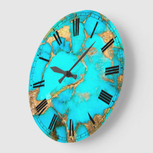 Reloj Redondo Grande reloj grande de foto de piedra turquesa