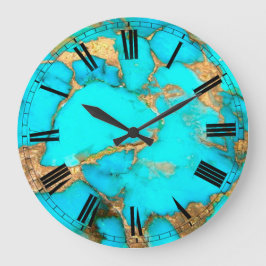 Reloj Redondo Grande reloj grande de foto de piedra turquesa