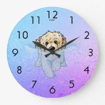 Reloj grande de KiniArt DoodleMoji Goldendoodle