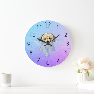 Reloj Redondo Grande Reloj grande de KiniArt DoodleMoji Goldendoodle