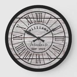 Reloj Redondo Grande Reloj grande de madera blanco del apellido del