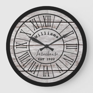 Reloj Redondo Grande Reloj grande de madera blanco del apellido del