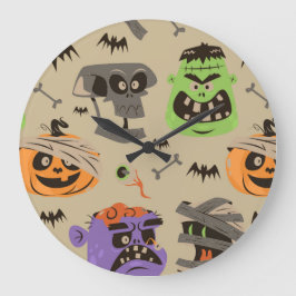 Reloj Redondo Grande Reloj Grande de Patrón Antiguo de Halloween