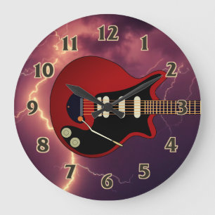 Reloj Redondo Grande Reloj grande del jugador de guitarra eléctrica
