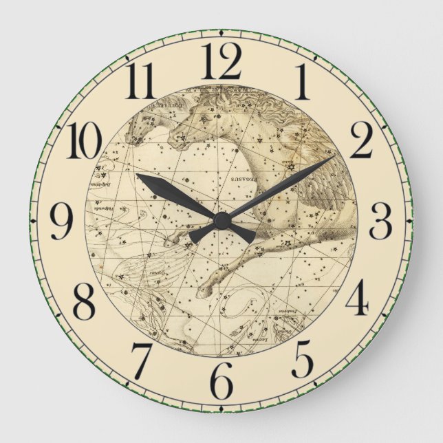 Reloj Redondo Grande Reloj grande del mapa celestial del Atlas (Anverso)