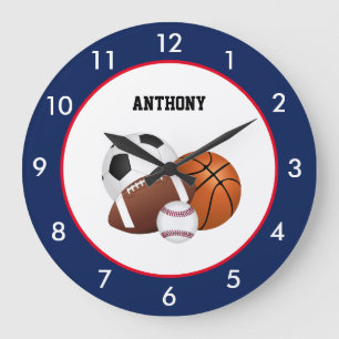 Reloj Redondo Grande Reloj grande del Personalizado azul deportivo