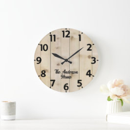 Reloj Redondo Grande Reloj Grande Efecto Madera Blanqueada