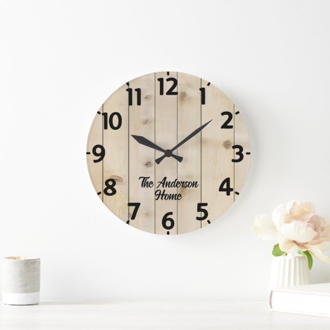 Reloj Redondo Grande Reloj Grande Efecto Madera Blanqueada (Hogar)