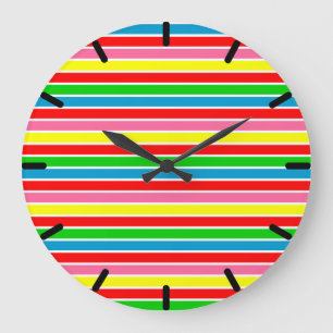 Reloj Redondo Grande Reloj Grande Moderno de Rayas Coloridas