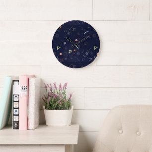 Reloj Redondo Grande Reloj grande Navy Blue Starry Night Doodle