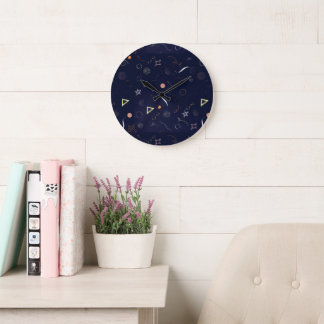 Reloj Redondo Grande Reloj grande Navy Blue Starry Night Doodle
