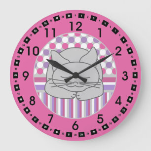 Reloj Redondo Grande Reloj grande Oval con estampado de gato gris durmi