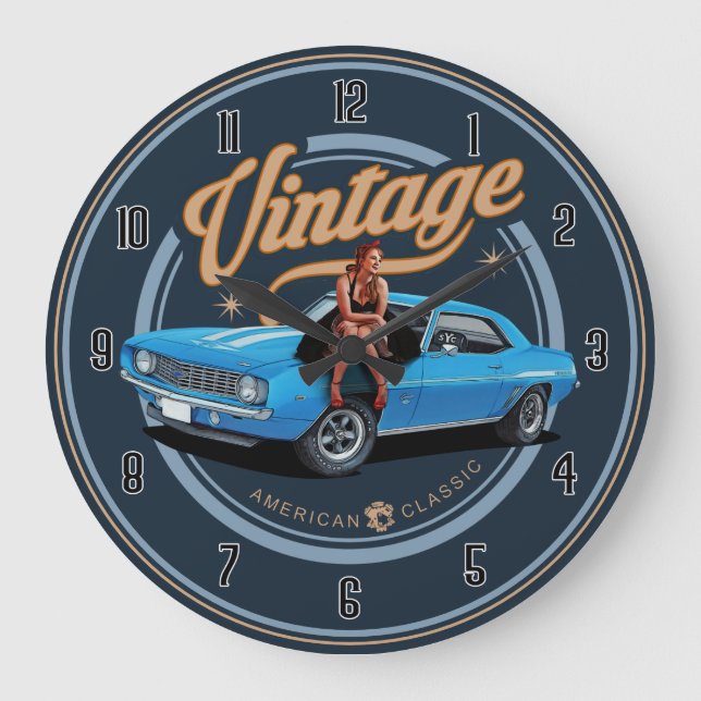 Reloj Redondo Grande Reloj grande para auto músculo clásico retro ameri (Anverso)