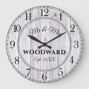 Reloj Redondo Grande Reloj Grande Personalizado de Boda para Recién Cas