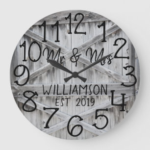 Reloj Redondo Grande Reloj grande Personalizado de madera gris personal