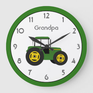 Reloj Redondo Grande Reloj grande personalizado del tractor verde