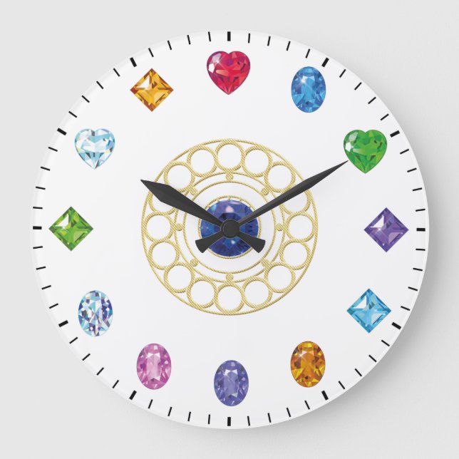 Reloj Redondo Grande Reloj Grande Temático de Joyas y Gemas Chic (Anverso)