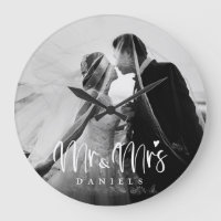 Reloj grande y romántico moderno personalizado par