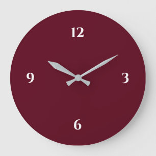 Reloj Redondo Grande Reloj Minimalista grande de color burdeos