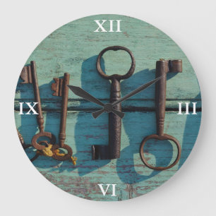 Reloj Redondo Grande Reloj: Viejas llaves maestras