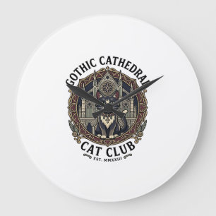 Reloj Redondo Grande Remera gráfica de gato de catedral gótica - Gótico