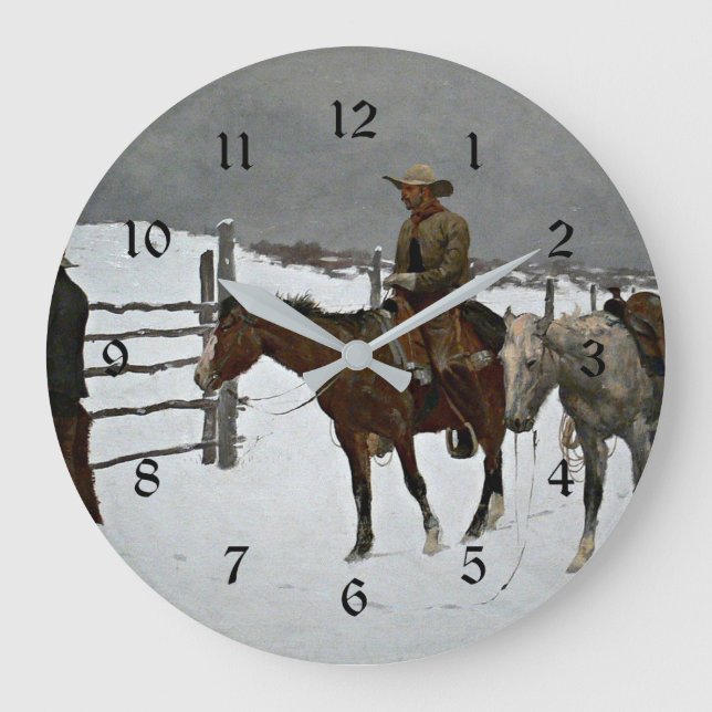 Reloj Redondo Grande Remington - Caída del Cowboy, arte fino, (Anverso)