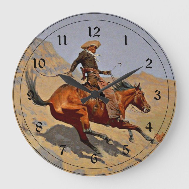 Reloj Redondo Grande Remington: El Cowboy, (Anverso)