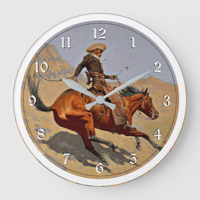 Reloj Redondo Grande Remington: El Cowboy, arte de vaquero americano (Anverso)
