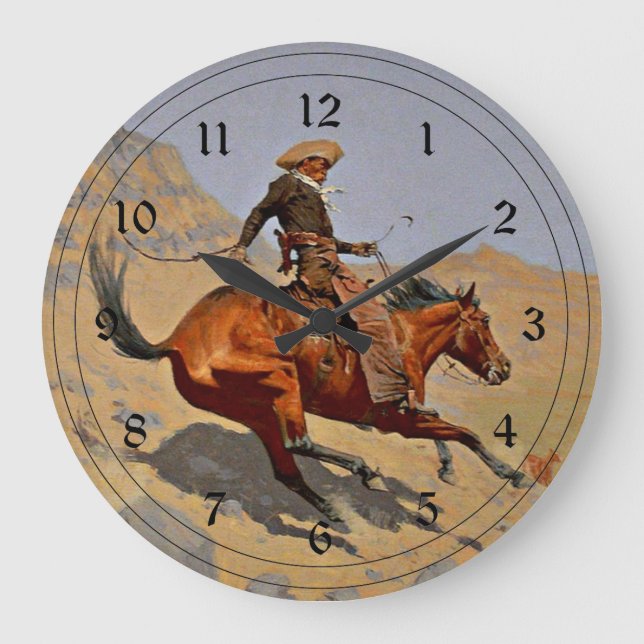 Reloj Redondo Grande Remington: The Cowboy, American cowboy art (Anverso)